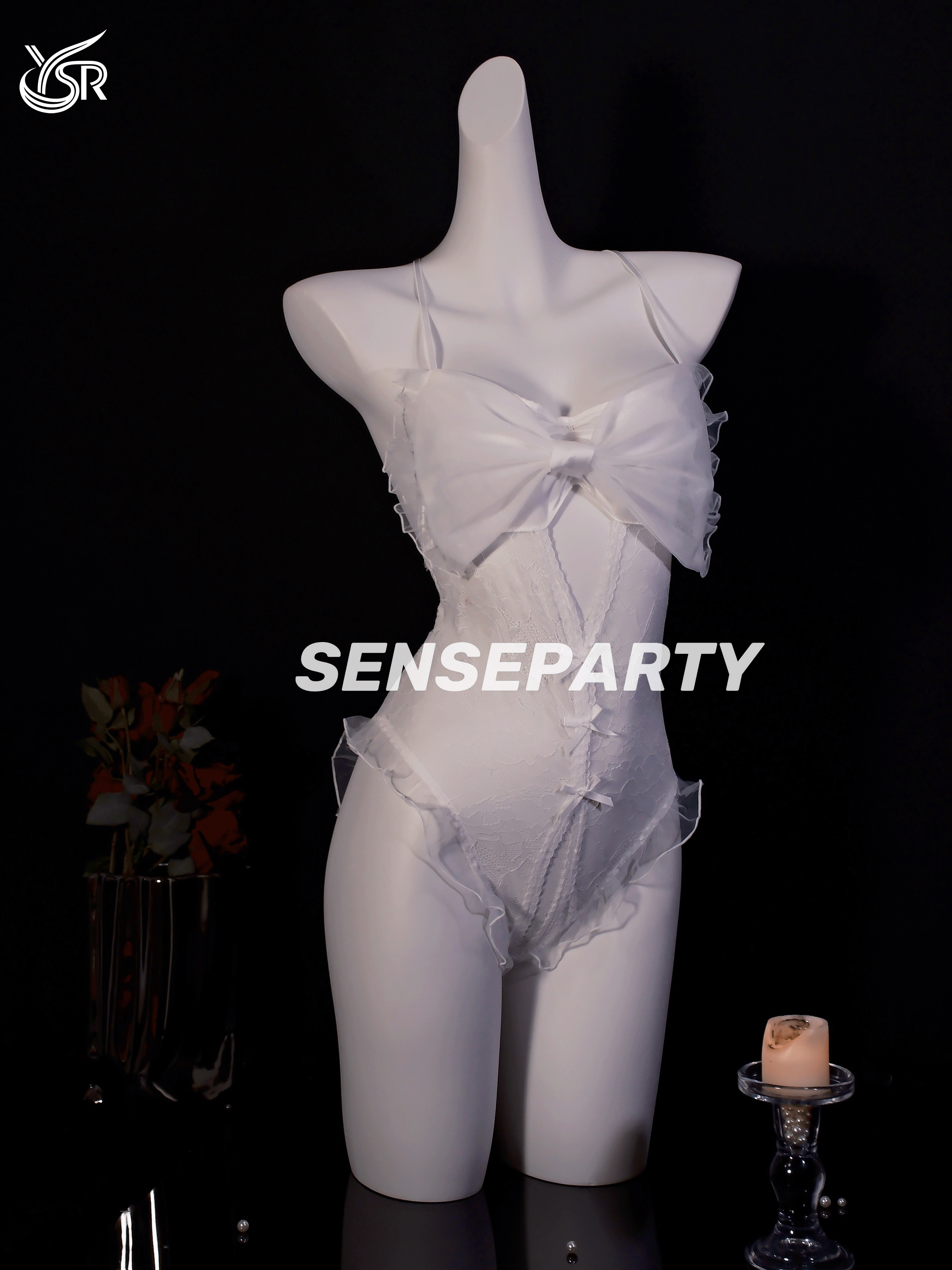 Sexy sleepwear, nightgown, women's bow jumpsuit, lingerie, pure desire