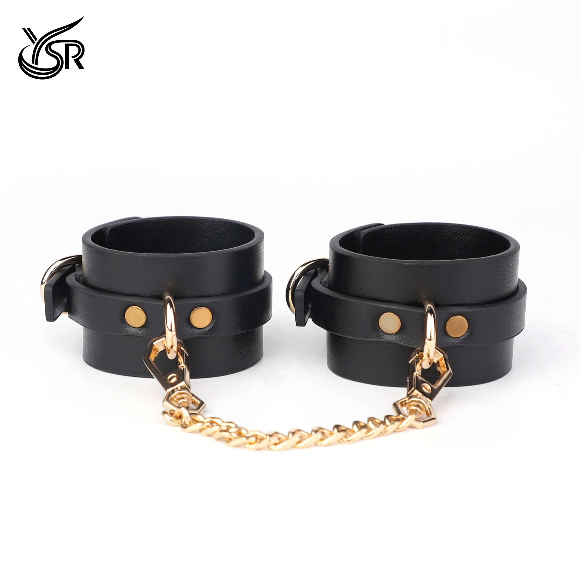 YSR Leather handcuffs magic couple prop cosplay metal chain adjustable