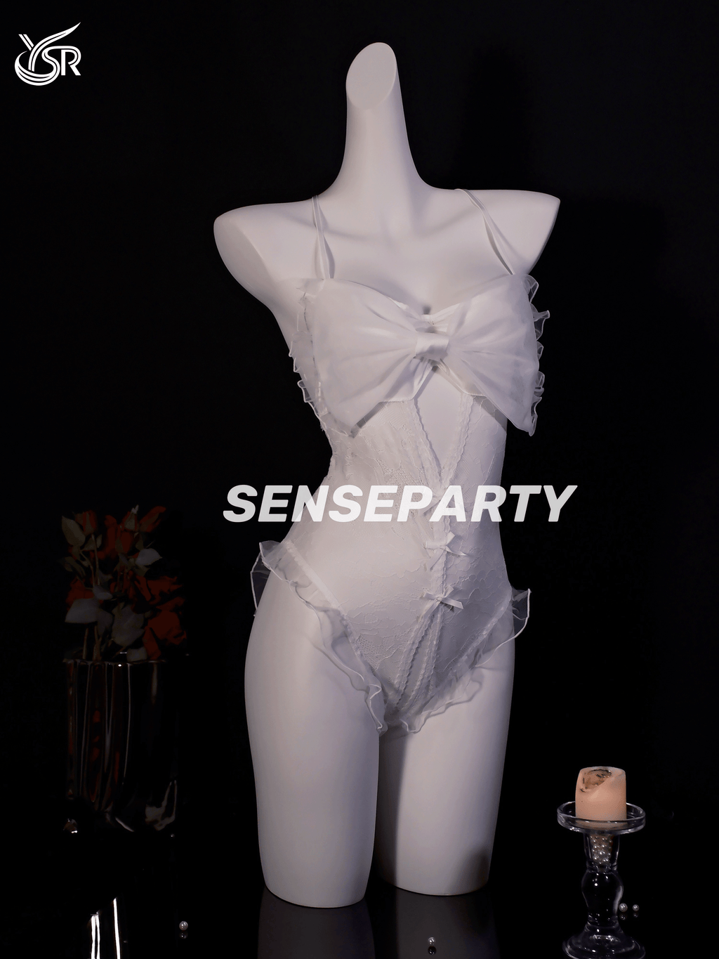 Sexy sleepwear, nightgown, women's bow jumpsuit, lingerie, pure desire