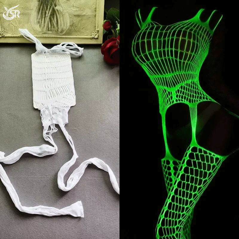 Styles Glow In The Dark Fishnet Bodysuit Women Sexy Open