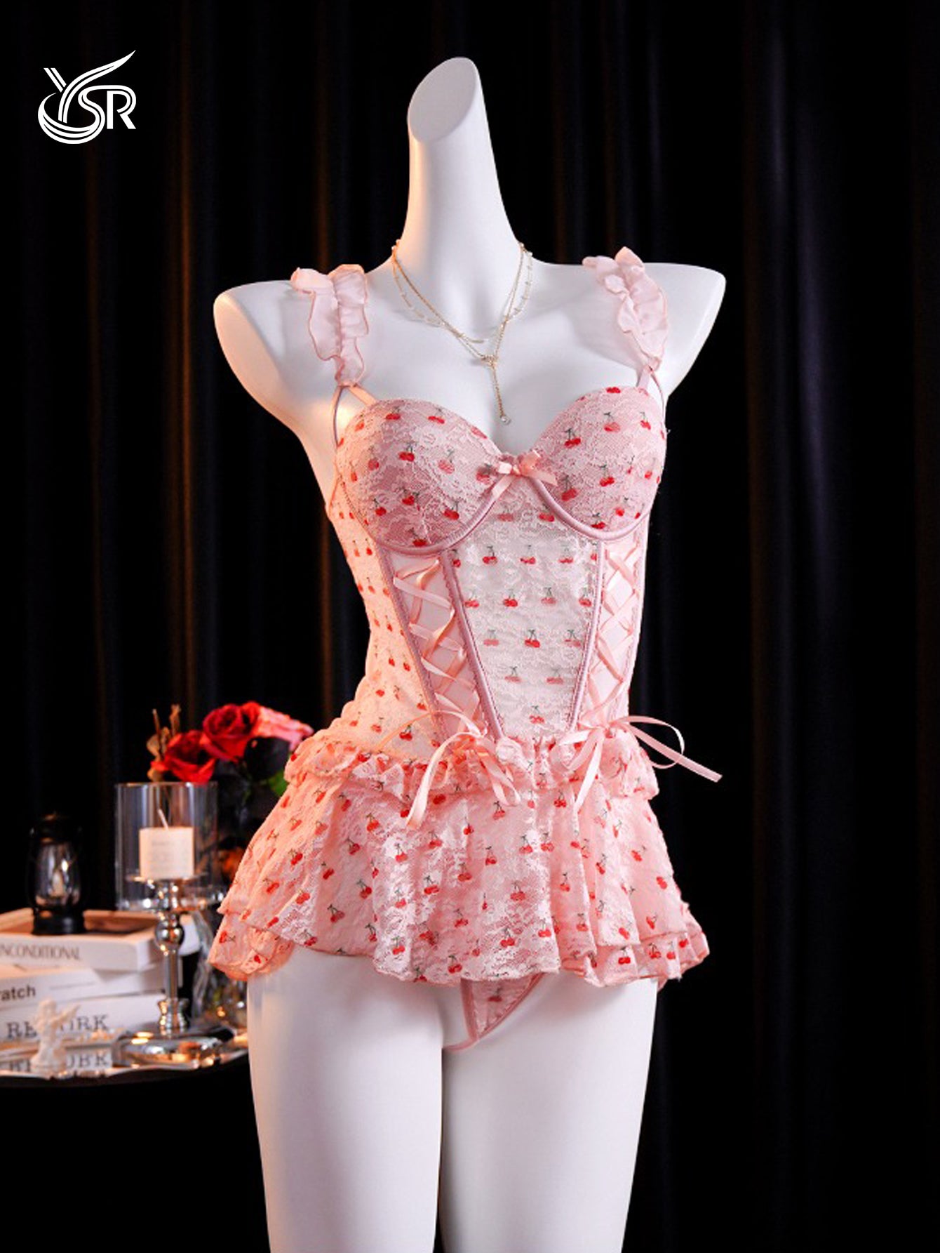 Pajama women sexy pure desire new style with chest cushion lace suspender nightgown set