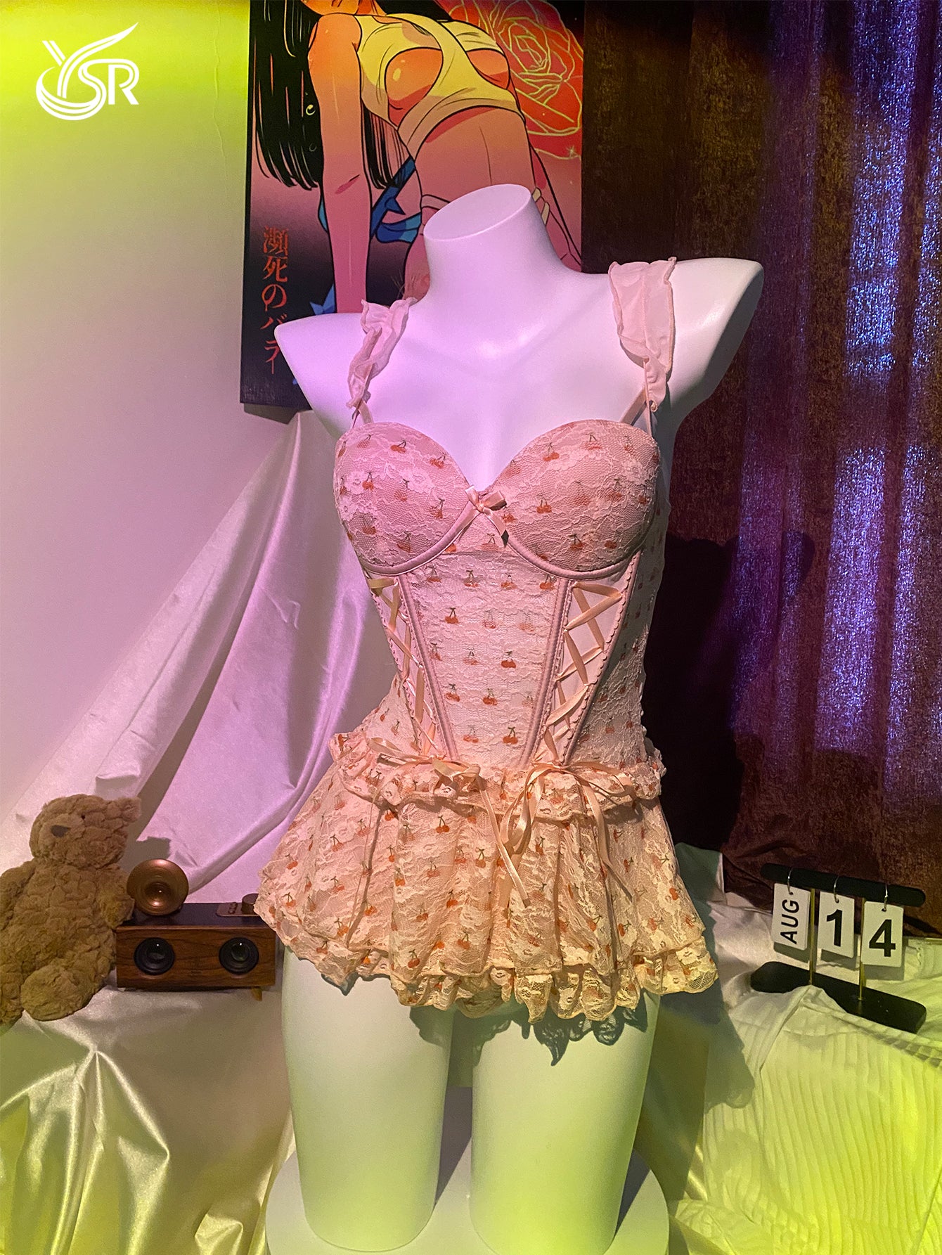 Pajama women sexy pure desire new style with chest cushion lace suspender nightgown set