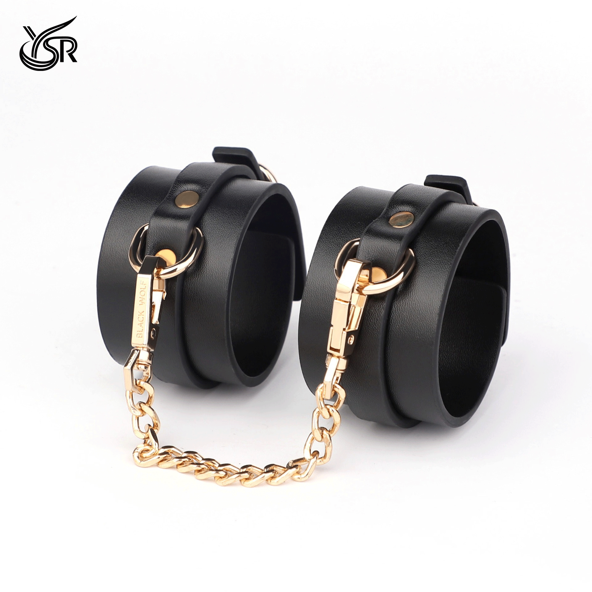 YSR Leather handcuffs magic couple prop cosplay metal chain adjustable