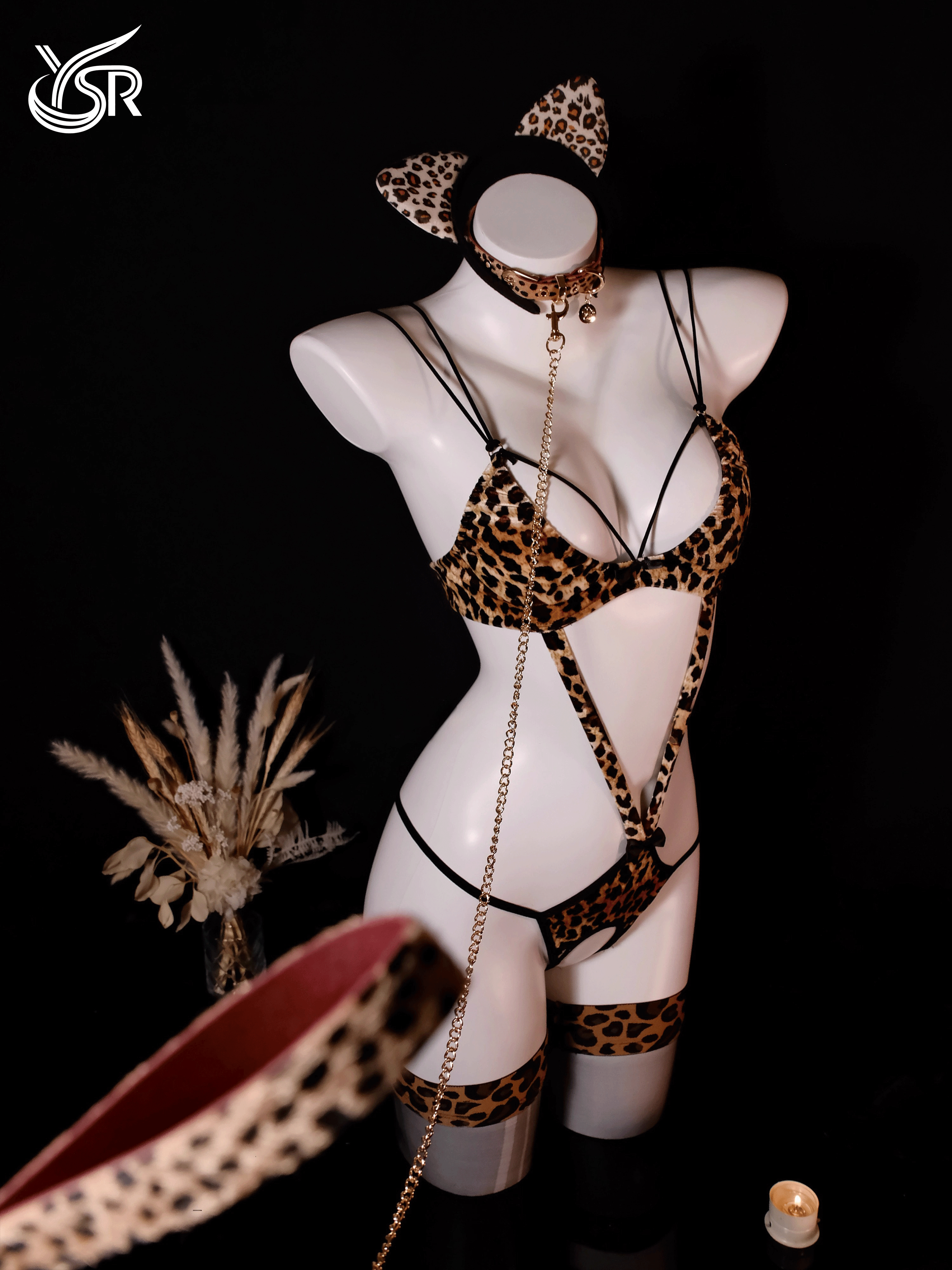 YSR sexy leopard print pajamas for women pure desire style lace camisole nightgown set underwear temptation pajamas