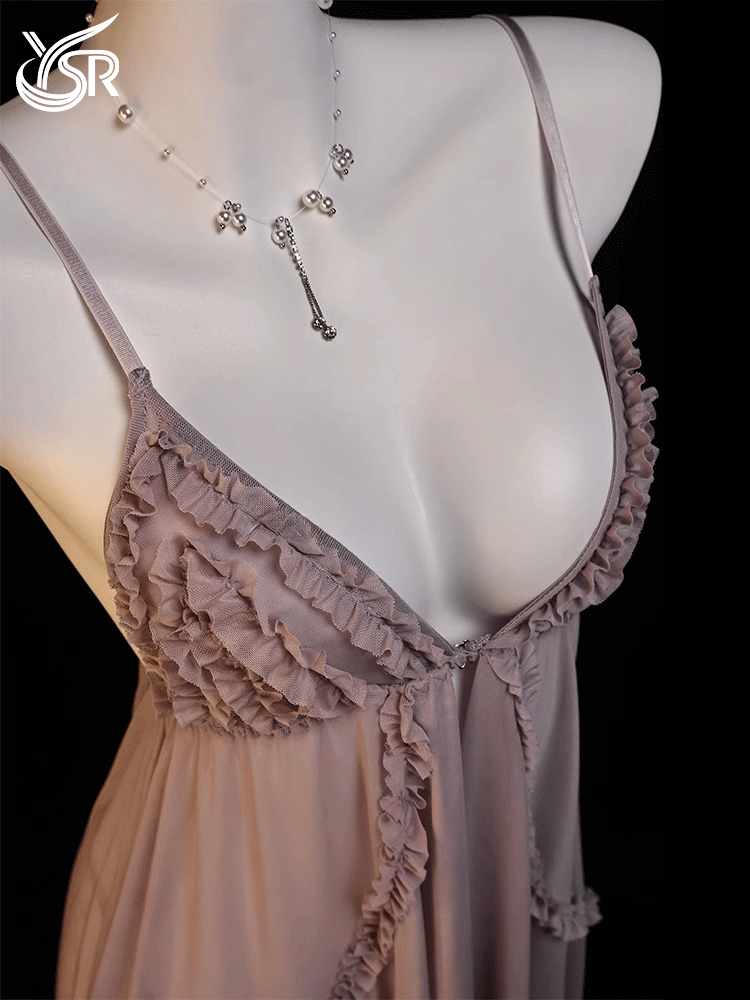 YSR "Haipai Sweetheart" Sexy Sleeping Skirt Light Yarn Perspective slit Lace Underwear Romantic Temptation Pure Desire