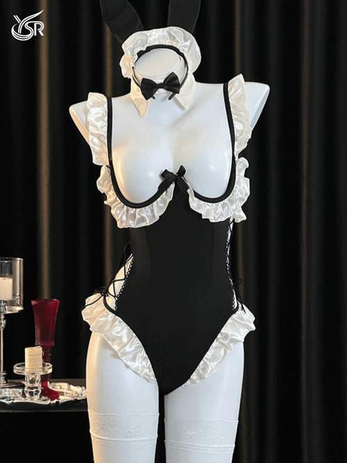 Clever little rabbit sexy temptation pure desire wind hollow chest revealing figure lace jumpsuit