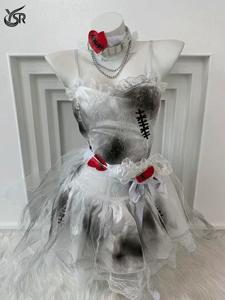 Cosplay Puppet Bride (Headveil+Neck Ring+Dress+Gloves * 2+Leg Rings * 1)