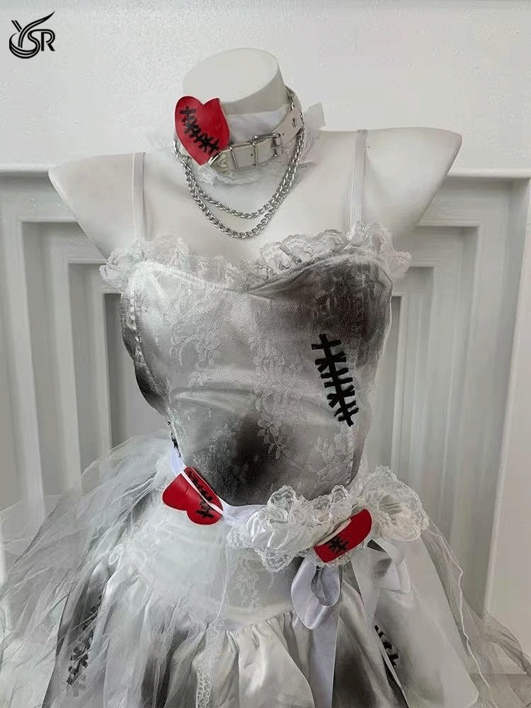 Cosplay Puppet Bride (Headveil+Neck Ring+Dress+Gloves * 2+Leg Rings * 1)