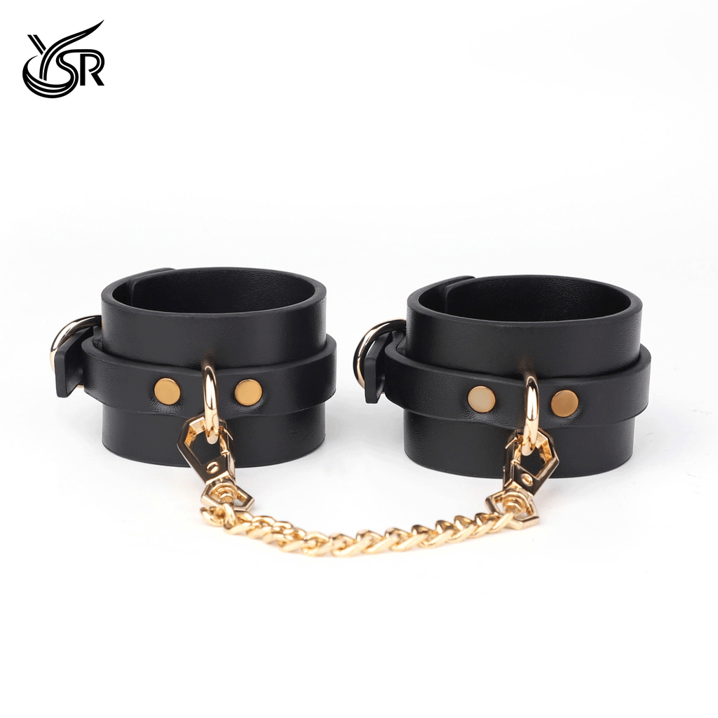 YSR Leather handcuffs magic couple prop cosplay metal chain adjustable