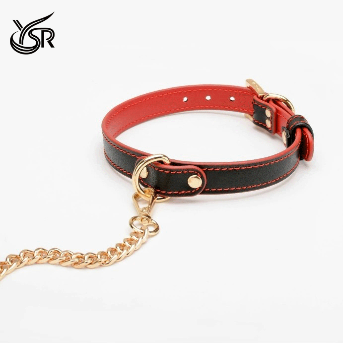 YSR leather collar, premium necklace, women's black choker traction chain