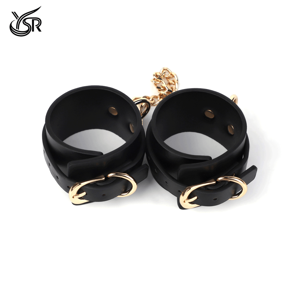 YSR Leather handcuffs magic couple prop cosplay metal chain adjustable