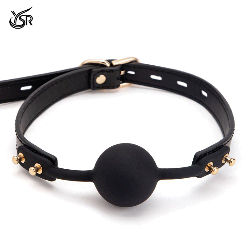 YSR High end silicone mouth ball and leather plug ball
