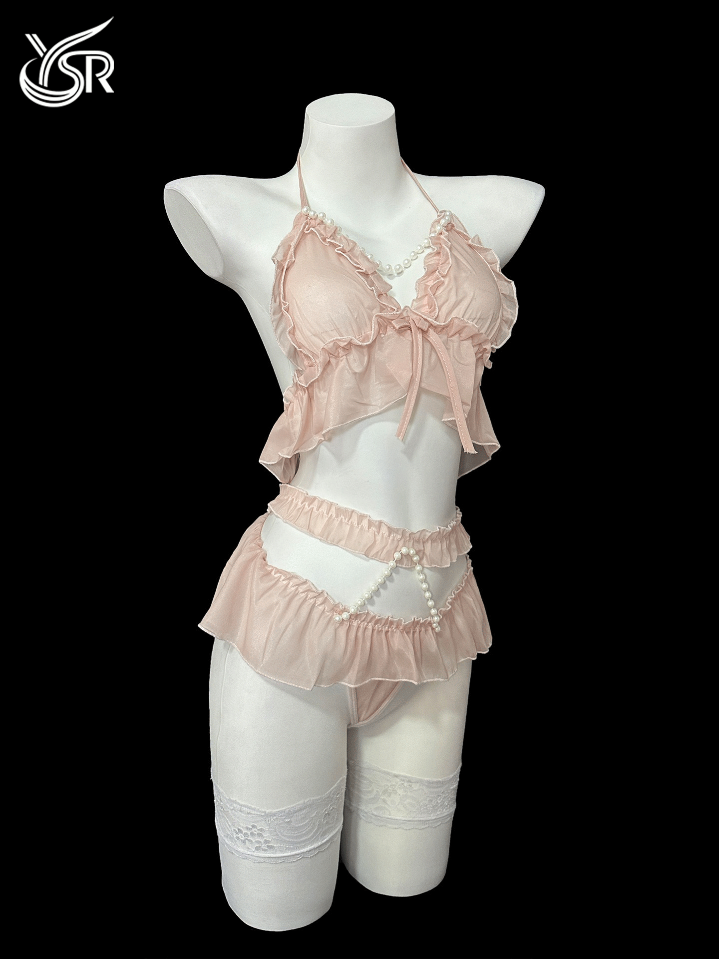 YSR Sweet Girl Three Point Bikini Set, Sexy and Spicy Girl Temptation, Open chested Pearl Hanging Neck Uniform
