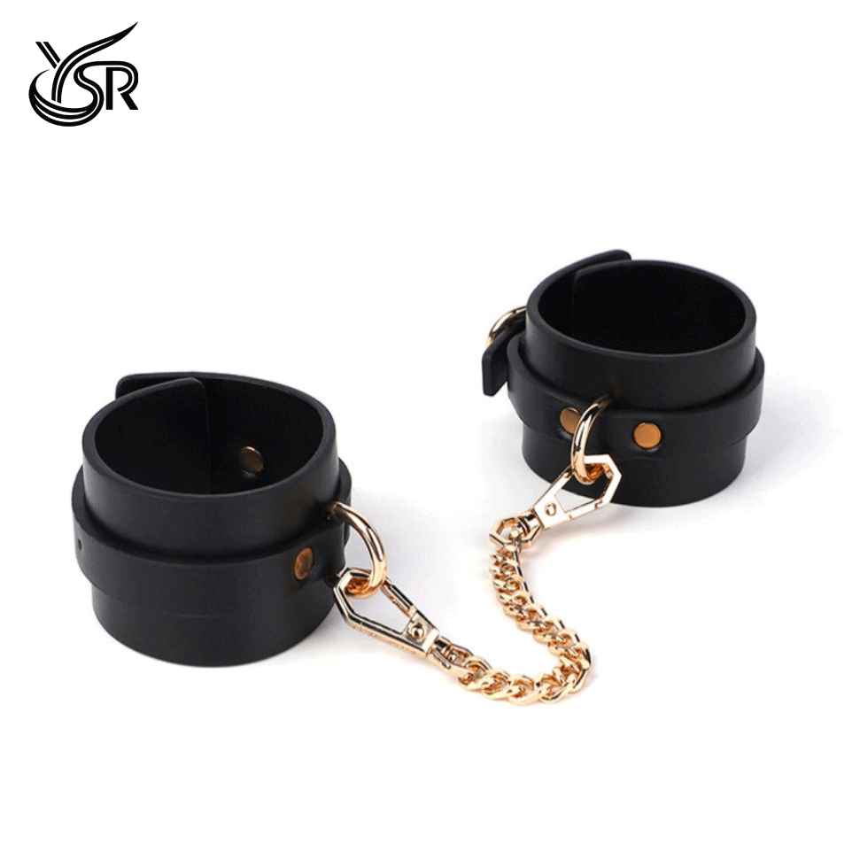 YSR Leather handcuffs magic couple prop cosplay metal chain adjustable