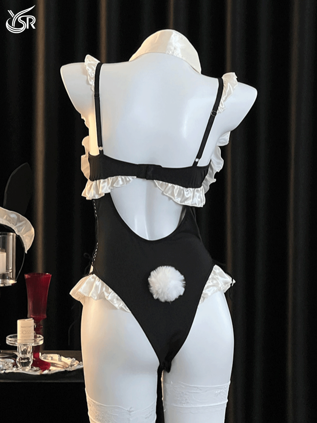 Clever little rabbit sexy temptation pure desire wind hollow chest revealing figure lace jumpsuit