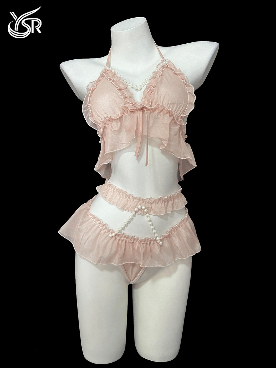 YSR Sweet Girl Three Point Bikini Set, Sexy and Spicy Girl Temptation, Open chested Pearl Hanging Neck Uniform