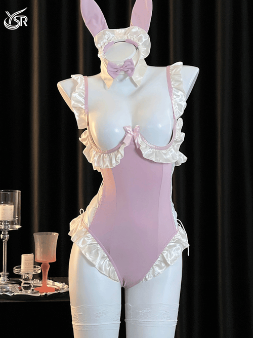 Clever little rabbit sexy temptation pure desire wind hollow chest revealing figure lace jumpsuit