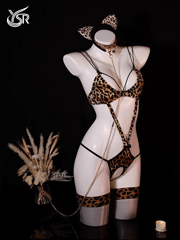 YSR sexy leopard print pajamas for women pure desire style lace camisole nightgown set underwear temptation pajamas