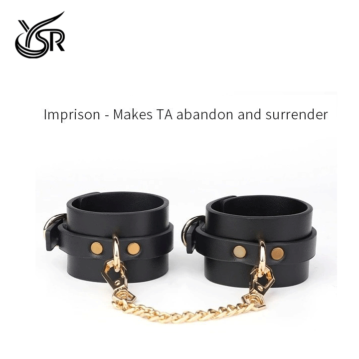 YSR Leather handcuffs magic couple prop cosplay metal chain adjustable