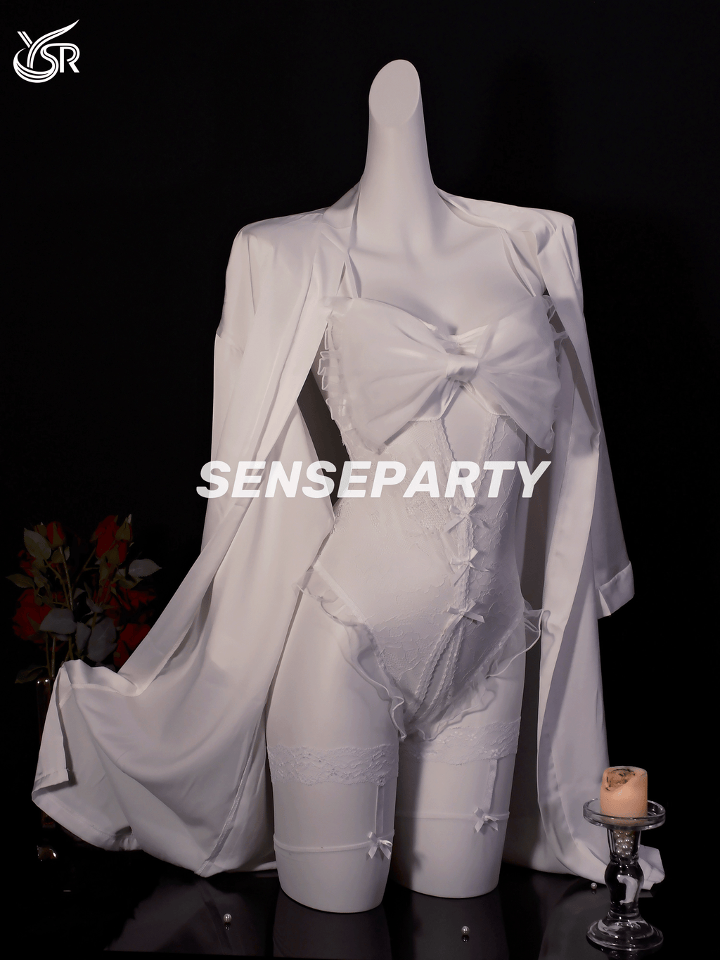 Sexy sleepwear, nightgown, women's bow jumpsuit, lingerie, pure desire