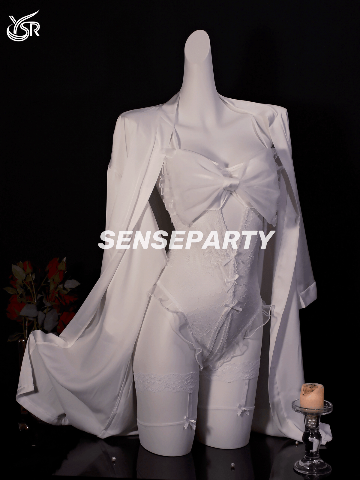Sexy sleepwear, nightgown, women's bow jumpsuit, lingerie, pure desire